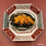 御料理 寺沢 - 海胆と鮑と生若芽の磯焼