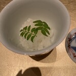 白金台こばやし - あおりイカ 10日ねかせたネットリ甘い、山椒の葉