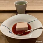 御料理 寺沢 - 茶と苺のプリンとイチゴのソース
