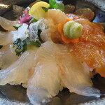 海の駅とまり 元気海 - 湯梨浜ひらめ三種丼