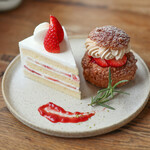 ミネロワ - ２０２５年４月再訪：古都華のショートケーキ ＆ 古都華とマスカルポーネのシュークリーム☆