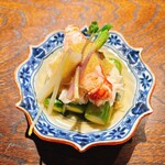 御料理 ふじ田 - ◇冷やしもの◇ 紋別のアスパラ オホーツクの毛ガニ