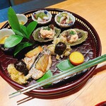 御料理 ふじ田 - ◇八寸◇ のれそれ穴子の稚魚 蛍烏賊 百合根
                     すけそうだら たちうお ふきのとうのてんぷら
                     さつまいものレモン煮