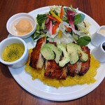 8代葵カフェ - 料理写真:チキンオーバーライスライス(ランチ限定ドリンク付き)(1958円)