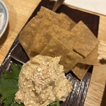 よしじ - クリームチーズの返漬けと蕎麦チップ！！