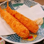 炉ばた」。 - おかず2品ランチ/1,100
手羽とろ唐揚げ、揚げ物(エビフライ)