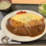 洋食 ともんちゃ - オムかつセット（全デミ）大盛り＋味噌汁