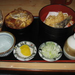 彦六庵 - ミニ天付きざるソバとミニカツ丼のセット(850円)