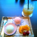 平田牧場 極 - スペシャルデザートとラ・フランスのジュース