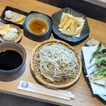 江戸そば マルノ - 平目セット大盛り＋行者にんにく