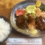 新富士本店 - Ｂセット：ハンバーグ+海老カツ+トンカツ
