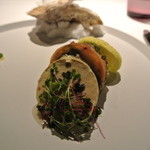 フロリレージュ - 熱い牡蠣のフリットと冷たいピュレ温度のコントラスト