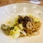 柚木元 - ⑭ 〆-2
      　自家製ローメン、羊肉のミンチ+すんき漬け添え