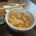 おうどん 瀬戸晴れ - かけうどん（熱小）とアスパラ天