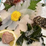 季節料理 三起 - おこぜの造り。1980円。鮮度命の肝が付く。