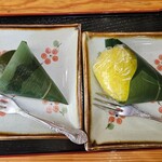 村上屋餅店 - 笹のしずく(抹茶こし餡)とあわ笹餅