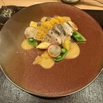 Restaurant つじ川 - ホワイトアスパラとシマアジのサラダ仕立て