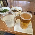 そば処 湧水 - 瓶ビールをチェイサーに蕎麦湯割