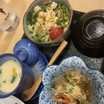 助六寿司 - 小鉢、サラダ、茶碗蒸し