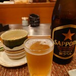 旬彩美酒 あじさい - 瓶ビールとお通し