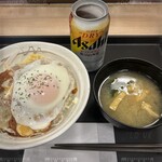 松屋 - チーズハンバーグ丼＆生ジョッキ缶