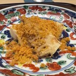 徳ㇵ本也 - 大原野朝堀り白子筍　天ぷら　からすみ
      甘塩っぱい組み合わせは魅惑の味わい。