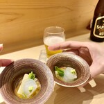 鮨 華 - のれそれ 黄身ぽん酢和え