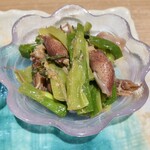 酒菜 原始焼き 竹さき - ホタルイカ わけぎ 大葉茗荷