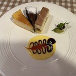 マンマパスタ - ② デザートワゴンサービス
      デザート3種盛り・ドリンク付950円(チーズケーキ・ショコラケーキ・モンブラン)