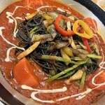地矢吹林 - 麺がイカ墨のイカスミパスタ。くちが黒くならない。めっちゃ美味い。