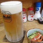 みさき庵 - 生ビール　お通し