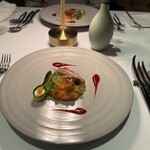 Crevette Dining - 愛知県産渥美サーモンのタルタル　雲丹のコンフィとキャビアを添えて