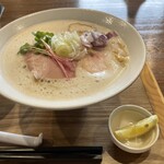 麺屋 げんでん - 貝塩鶏白湯ラーメン麺大盛