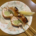 鳥丁 - 骨抜き手羽先のネギ挟み