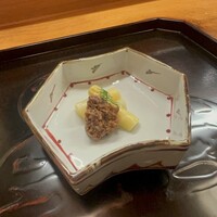 赤坂とゝや魚新 - 蛍烏賊のなめろう＆ホワイトアスパラ