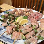 遊山 - 野菜巻き串盛り合わせ。美味し。