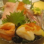 すし酒場 握わい - 久しぶりにお任せで刺し盛り2人前お願いしたら、こんな感じになった罠。2