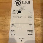 肉そば藤七 - レシート