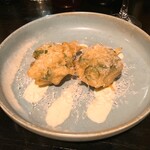 山下食堂 - 白海老としし唐のフリット　ハニーレモンマヨネーズ（半分）