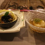 本家伴久 - 温物（加茂茄子、■○＊掛け）←お品書き読めず（笑）(2014.Aug)