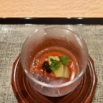 つつじ亭 - ブラッドオレンジのマリネとパンナコッタ