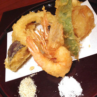 銀平 北新地店 - 天ぷら定食：えび、貝柱、あなご、ささげ豆、茄子、玉ねぎ、