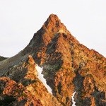 ヒュッテ大槍 - 朝日に輝く槍ヶ岳(1)