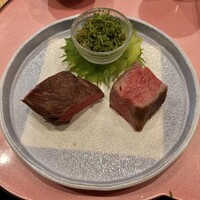日本料理秀たか - 松阪牛ザブトン、サガリ、花山椒