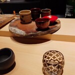 天ぷら 中村 - 日本酒を頼んだらお猪口も選ばせてもらえた