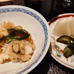 天ぷら 中村 - 混ぜご飯と漬物を一緒に