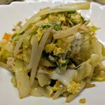 tell me キッチン - 野菜炒め　シーチキン、もやし、たまご、
      　にんじん、たまねぎ、ねぎ、キャベツ