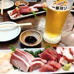 居酒屋ごん太 - 料理写真:感謝祭のお刺身、つぶ貝・ぶり・マグロ・たこ
