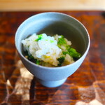 鮨 三心 - 菜の花をリゾット風に。