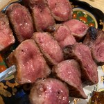 南九州畜産卸売市場 なんちく - 牛タン串(激ヤバ)